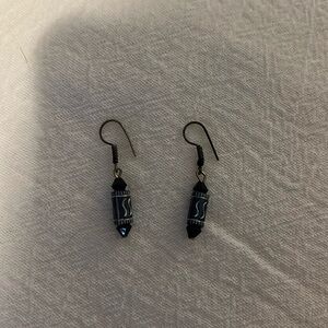 Beaded earrings, costume jewelry, tarnished.